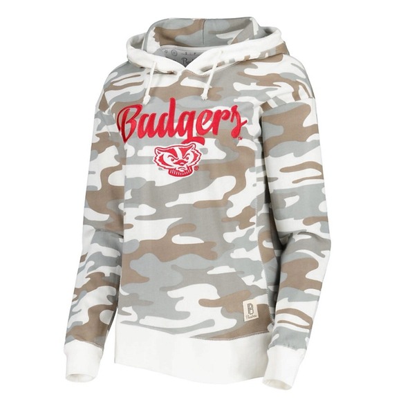 Wisconsin Badgers Women's Press Box San Pablo Pullover Hoodie - Camo Size Small - Picture 1 of 4